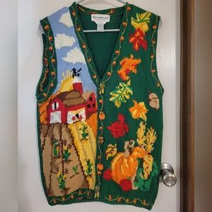 Vintage Fall Harvest Eagle’s eye knit vest